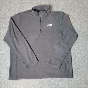 The North Face Mens Quarter Zip Size L Pullover Gray Fleece Lining Logo Good